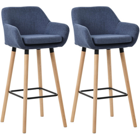 Ensemble de 2 tabourets de bar Grant en tissu bleu foncé