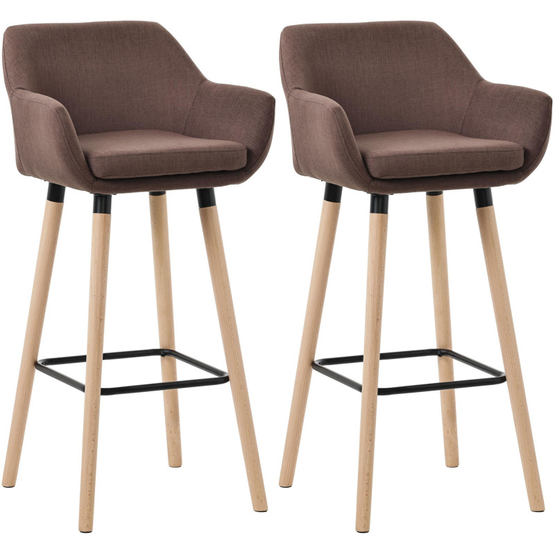 Lot de 2 tabourets de bar Grant tissu café