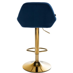 Set de 2 taburetes de bar Braga en terciopelo con marco dorado Azul