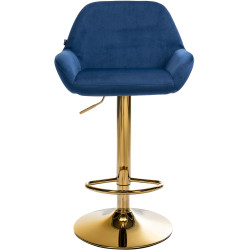 Ensemble de 2 tabourets de bar Braga en velours doré bleu