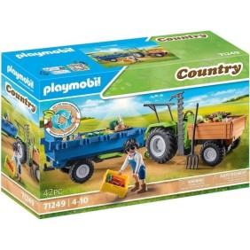 PLAYMOBIL - 71249 - Country La Ferme - Tracteur avec remorque