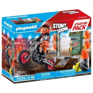 PLAYMOBIL - 71256 - Starter Pack Cascadeur - Moto Rutilante - Rampe de Feu