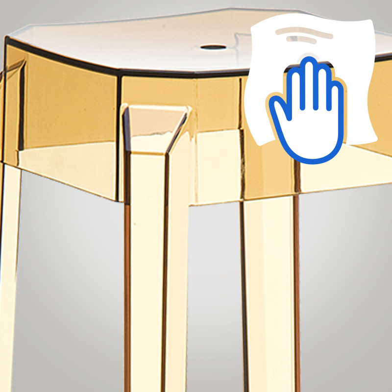 Ensemble de 2 tabourets de bar Fox, transparents ambre