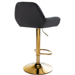 Tabouret de bar Braga en velours doré noir