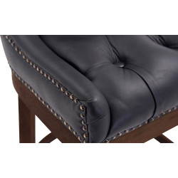 Tabouret de bar Lakewood en cuir véritable, style antique noir