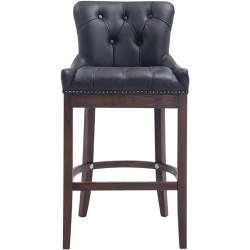 Tabouret de bar Lakewood en cuir véritable, style antique noir