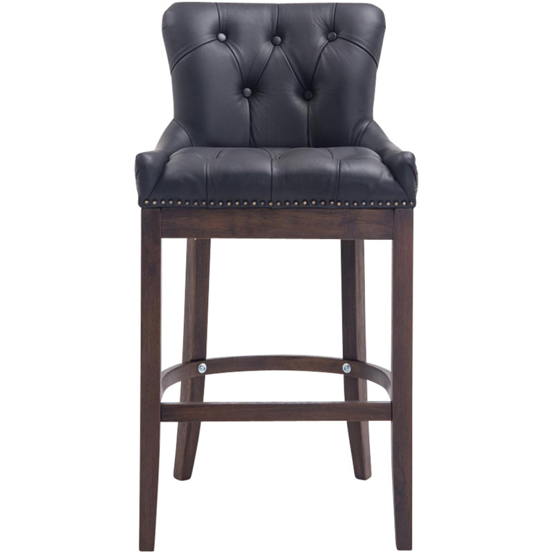 Tabouret de bar Lakewood en cuir véritable, style antique noir