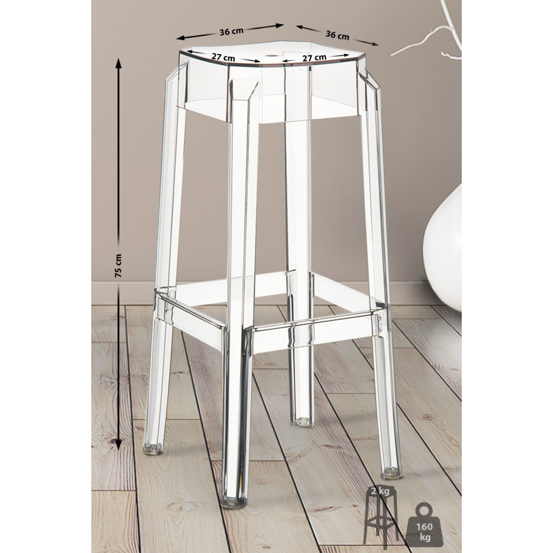 Lot de 2 tabourets de bar transparents Fox