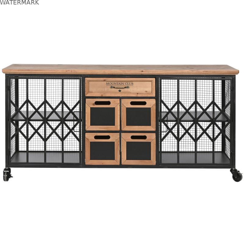Caisson à Tiroirs Home ESPRIT Métal Sapin Loft 122 x 37 x 58,5 cm