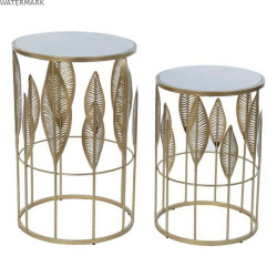 Table d'appoint DKD Home Decor Doré Métal Marbre 42 x 42 x 65,5 cm