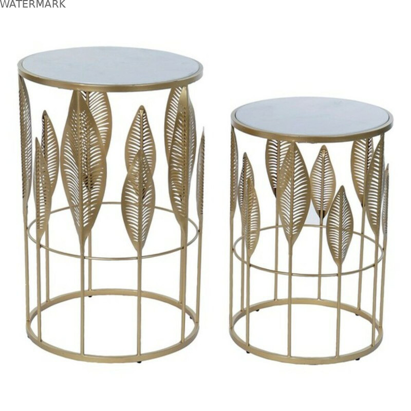 Table d'appoint DKD Home Decor Doré Métal Marbre 42 x 42 x 65,5 cm