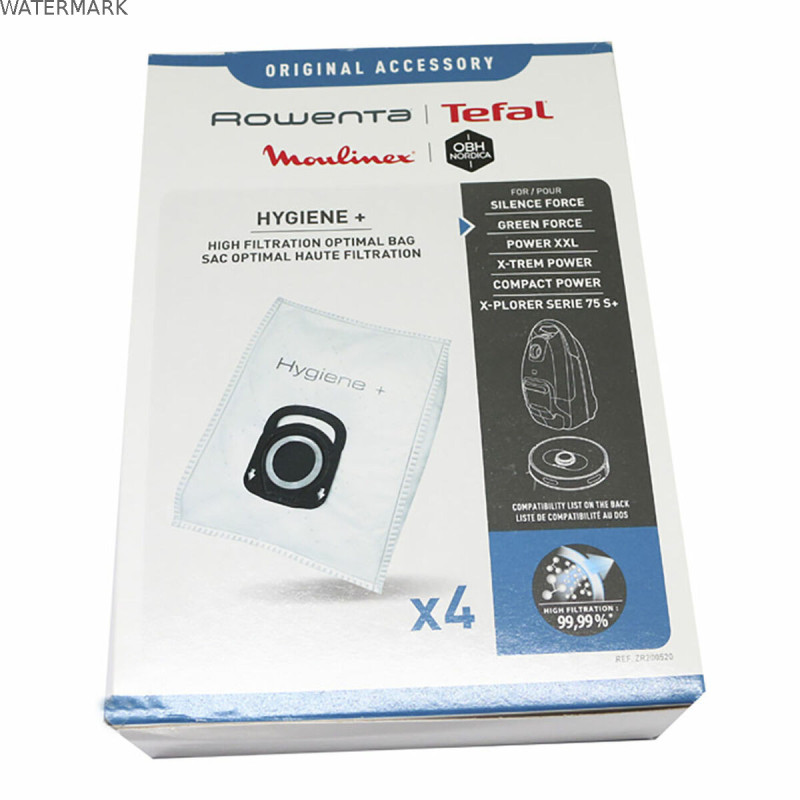 Sac de Rechange pour Aspirateur Sil.ex Rowenta, Tefal Hygiene + 19,5 x 27,5 cm (5 Unités)