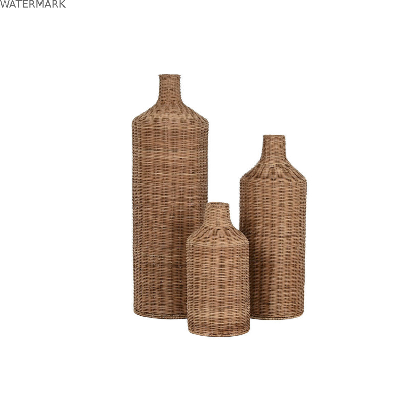 Ensemble de 3 Vases Home ESPRIT Marron Métal Naturel 25 x 25 x 82 cm (3 Pièces)