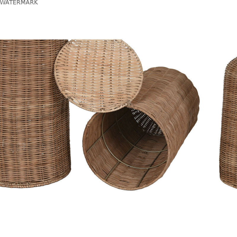 Ensemble de 3 Vases Home ESPRIT Marron Métal Naturel 25 x 25 x 82 cm (3 Pièces)