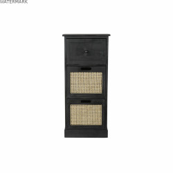 Caisson à Tiroirs DKD Home Decor Naturel Noir Vintage Bois de paulownia (40 x 30 x 90,5 cm)
