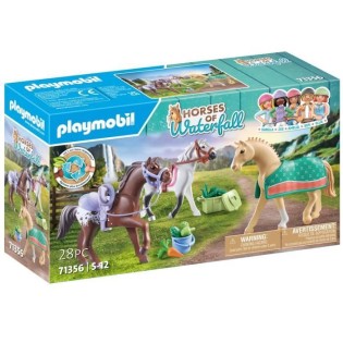 PLAYMOBIL 71356 Horses of Waterfall - 3 chevaux Morgan, Quarter Horse et Shagya - Des 5 ans - 28 pieces