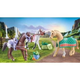 PLAYMOBIL 71356 Horses of Waterfall - 3 chevaux Morgan, Quarter Horse et Shagya - Des 5 ans - 28 pieces