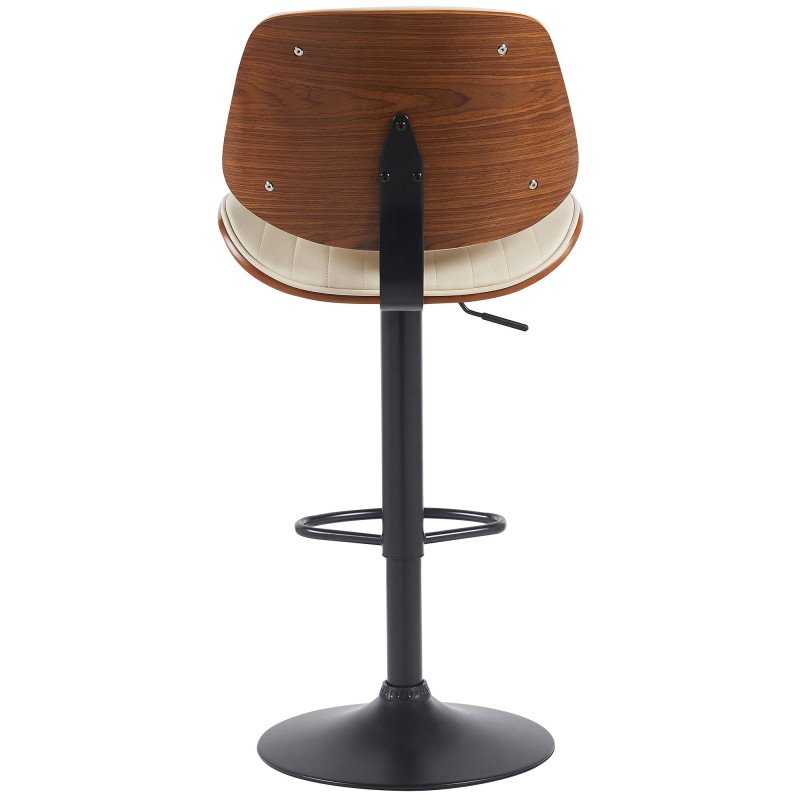 Tabouret de bar Clawson, similicuir, noyer noir/crème