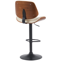 Tabouret de bar Clawson, similicuir noir noix/crème