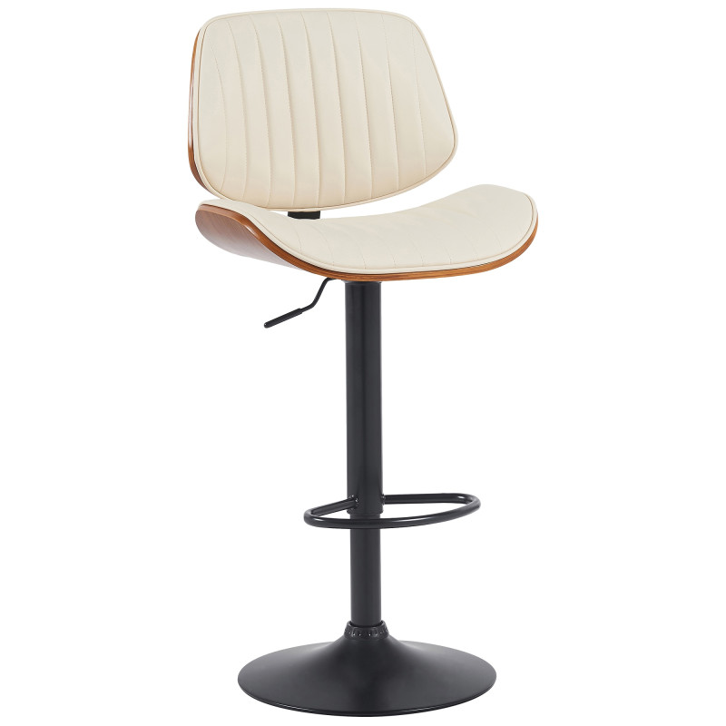 Tabouret de bar Clawson, similicuir noir noix/crème