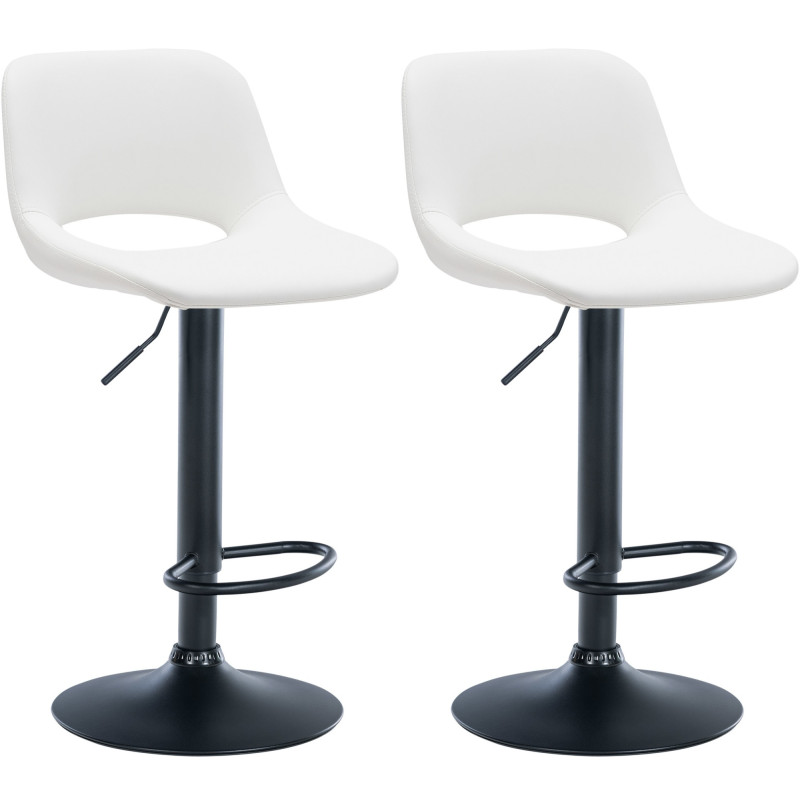 Set de 2 Taburetes de bar Camden En Polipiel Blanco,Metal negro mate