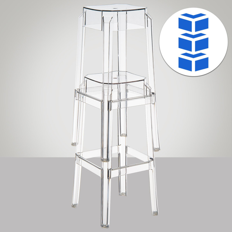 Lot de 2 tabourets de bar transparents Fox