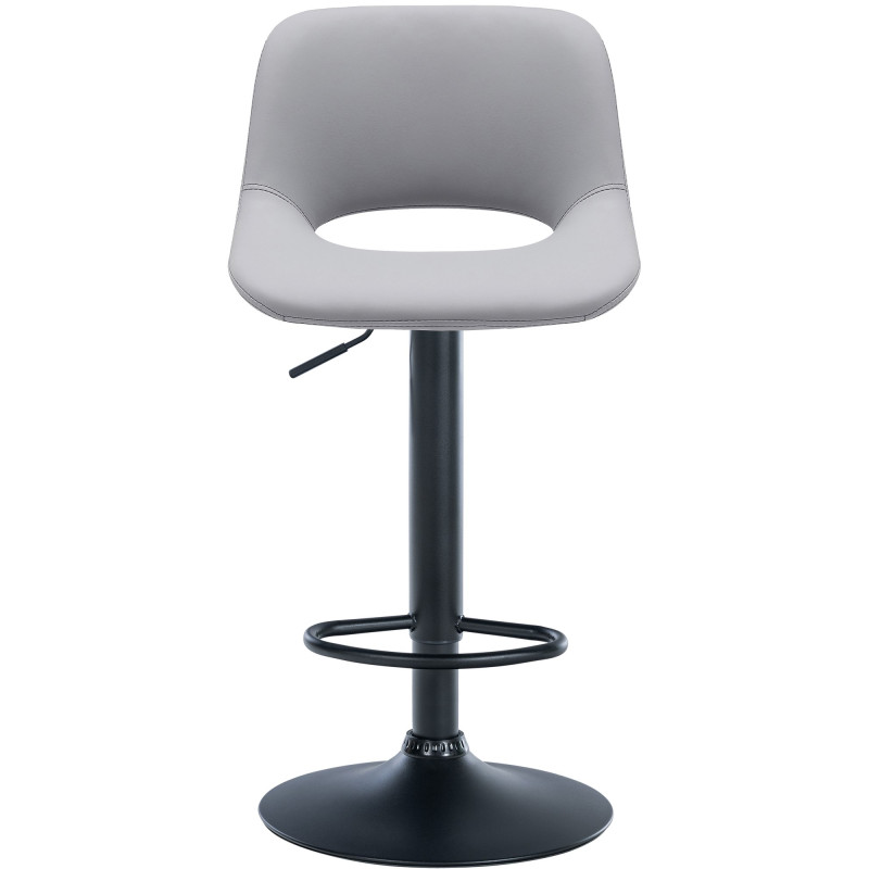 Set de 2 Taburetes de bar Camden En Polipiel Gris,Metal negro mate