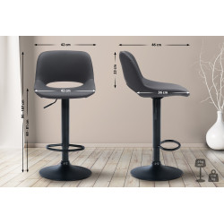 Lot de 2 tabourets de bar Camden, similicuir, noir noir