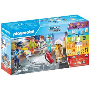 PLAYMOBIL My Figures Héros du quotidien - 71400 - Police, pompier, médecin, secours - City Action - 5 ans - 59 pieces