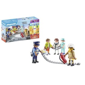 PLAYMOBIL My Figures Héros du quotidien - 71400 - Police, pompier, médecin, secours - City Action - 5 ans - 59 pieces