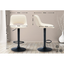 Set de 2 Taburetes de bar Camden En Polipiel Crema,Metal negro mate