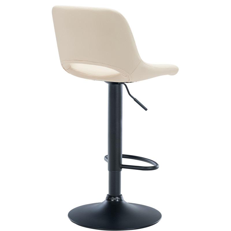 Set de 2 Taburetes de bar Camden En Polipiel Crema,Metal negro mate