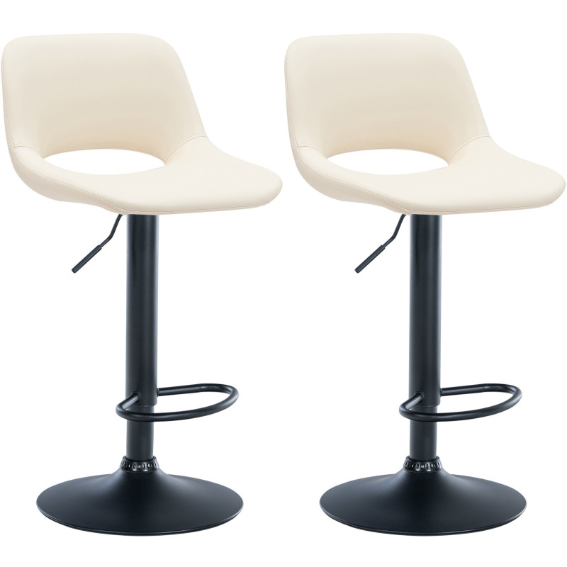 Set de 2 Taburetes de bar Camden En Polipiel Crema,Metal negro mate