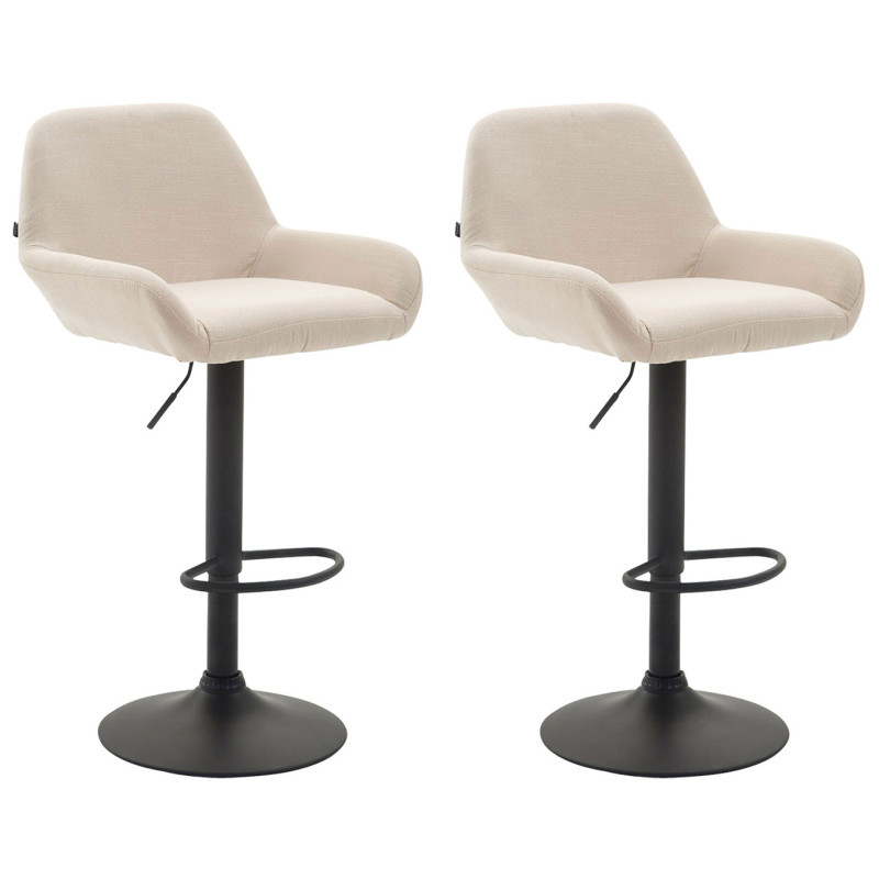 Lot de 2 tabourets de bar Braga tissu crème