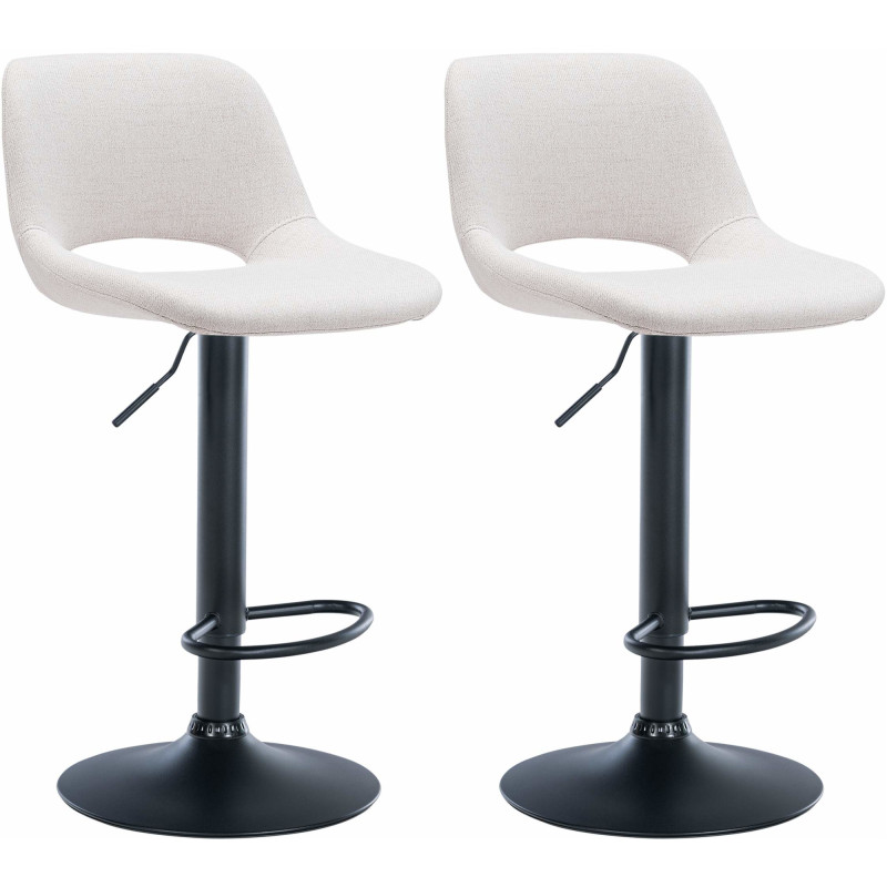 Set de 2 Taburetes de bar en tela Crema,Metal negro mate
