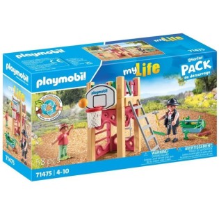 PLAYMOBIL 71475 Charpentier avec tourelle de jeu - My Life - 58 pieces - Jeu de rôle créatif