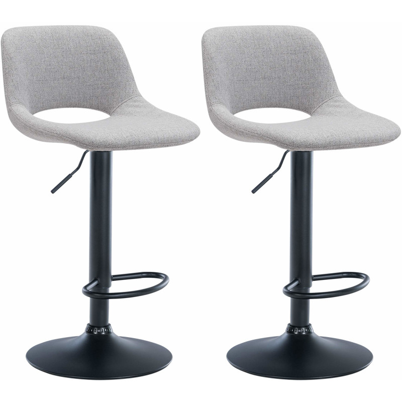Set de 2 Taburetes de bar en tela Gris claro,Metal negro mate