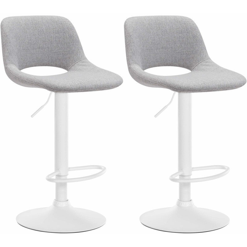 Ensemble de 2 tabourets de bar Camden, tissu blanc gris clair