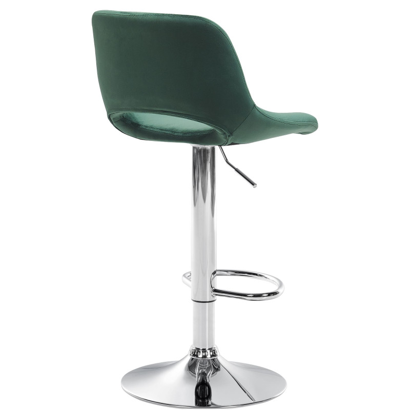 Ensemble de 2 tabourets de bar Camden en velours chromé vert