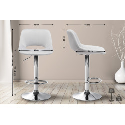 Lot de 2 tabourets de bar Camden en velours gris clair chromé
