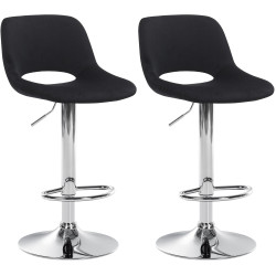 Lot de 2 tabourets de bar Camden en velours noir chromé