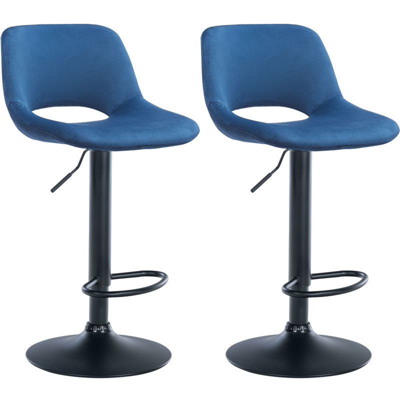 Lot de 2 tabourets de bar Camden en velours noir bleu