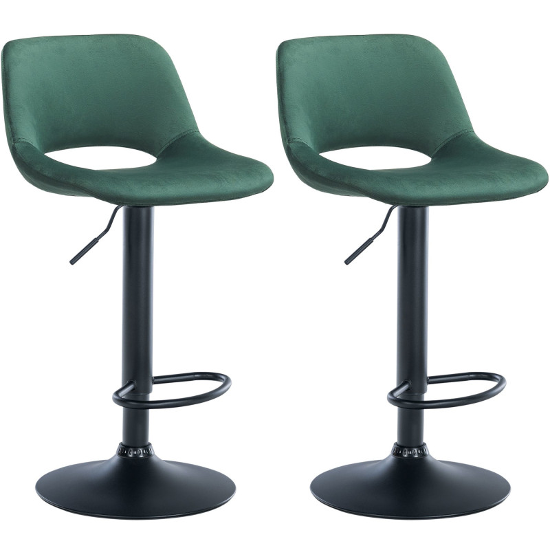Lot de 2 tabourets de bar Camden en velours noir vert