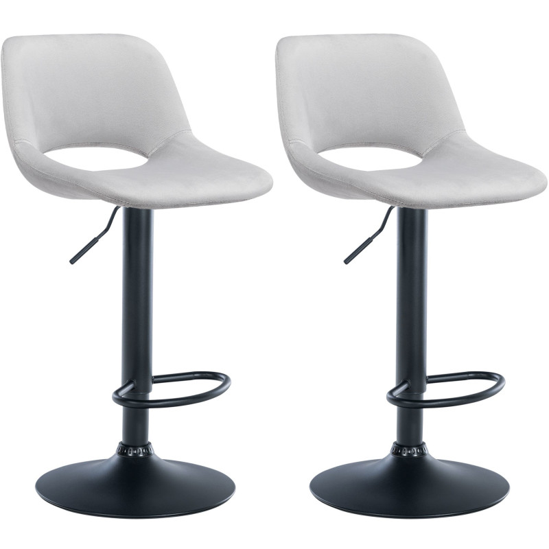 Lot de 2 tabourets de bar en velours Camden noir et gris clair