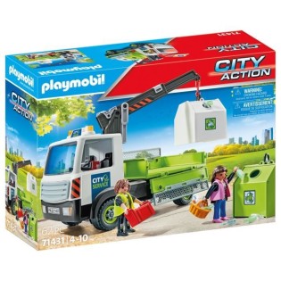 PLAYMOBIL 71431 Camion-grue de recyclage de verre - City Action - Avec grue pivotante - Des 4 ans