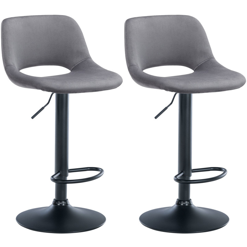 Lot de 2 tabourets de bar en velours Camden noir et gris foncé
