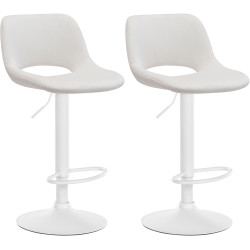 Lot de 2 tabourets de bar en velours Camden en blanc et crème