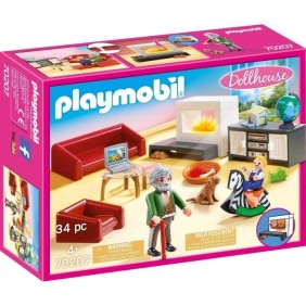 PLAYMOBIL - 70207 - Dollhouse La Maison Traditionnelle - Salon avec cheminée