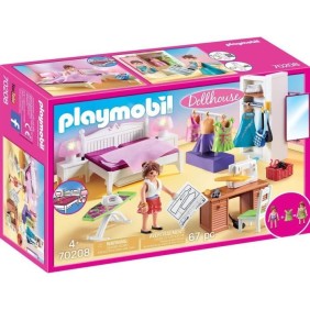 PLAYMOBIL - 70208 - Dollhouse La Maison Traditionnelle - Chambre avec espace couture