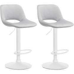 Lot de 2 tabourets de bar en velours Camden en blanc et gris clair